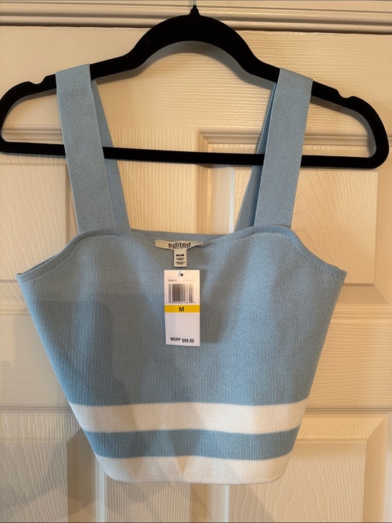 Edited By Remi Bader Tops - edited Light Blue Stripe Knit Tank Top - edited